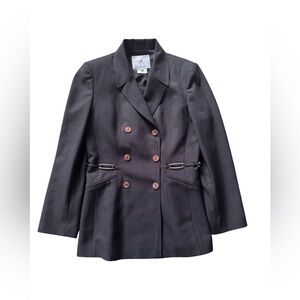 Vintage Vertigo Paris Blazer Womens M Double Breasted Black Made In France